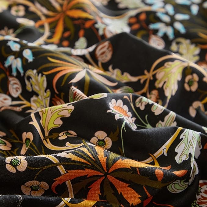 LifeTB Queen Comforter Set Vintage Paisley Floral Comforter Set with Flowers Leaves Pattern Fluffy Soft Vibrant Bohemian Floral Bedding Set Cottagecore Botanical Flowers Comforter with 2 Pillow Shams
