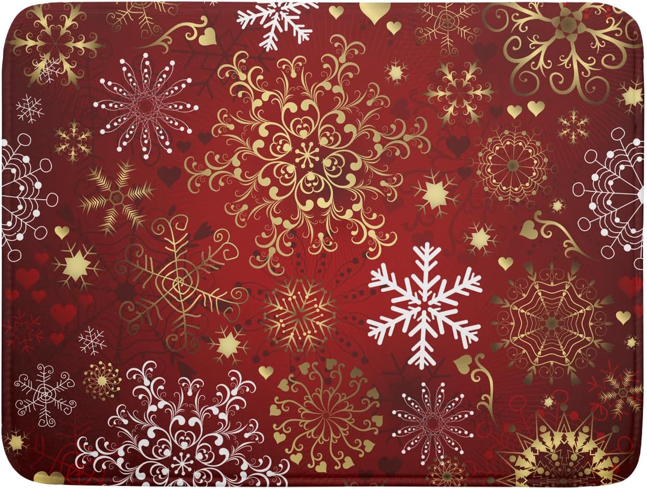 Red Snowflake Dish Drying Mat for Kitchen Counter Holiday Super Absorbent Reversible Microfiber Kitchen Countertop Protector Dishes Pad Large 18x24 inch