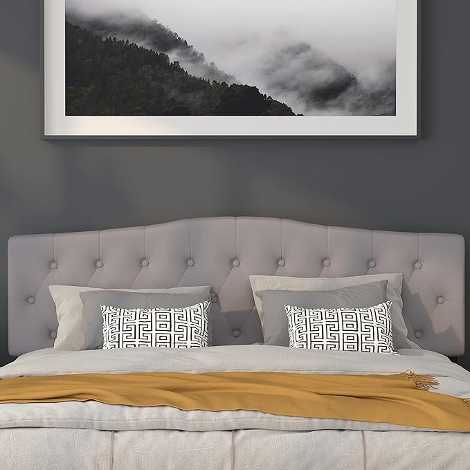 Flash Furniture Cambridge Tufted Upholstered King Size Headboard in Light Gray Fabric