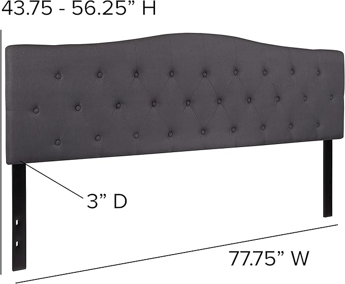 Flash Furniture Cambridge Tufted Upholstered King Size Headboard in Dark Gray Fabric