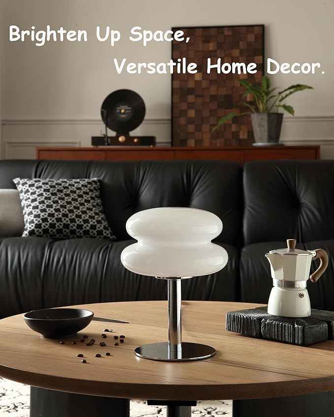 Mushroom Lamp Table Lamp for Night Stands,Mid Century Modern Desk Lamps for Bedroom, Vintage Dimmable Bedside Small Lamps, Cute Cool Home Room Aesthetic Decor for Living Room(White)