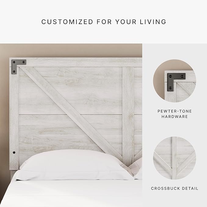 Signature Design by Ashley Shawburn Modern Farmhouse Headboard, Queen, Whitewash