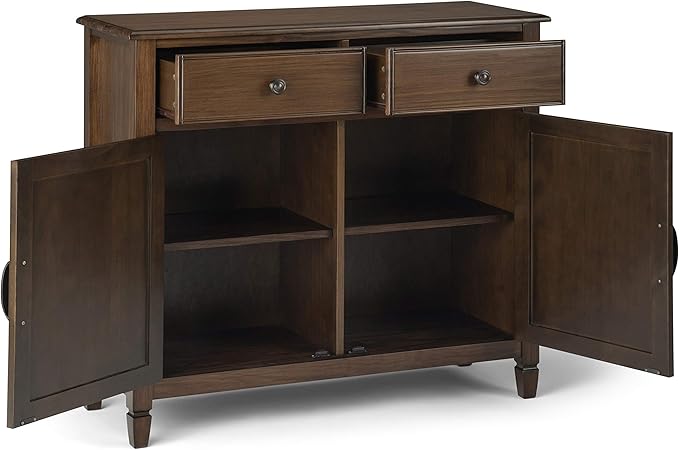 SIMPLIHOME Connaught SOLID WOOD 40 Inch Wide Traditional Storage Cabinet in Rustic Natural Aged Brown, For the Living Room, Entryway and Family Room
