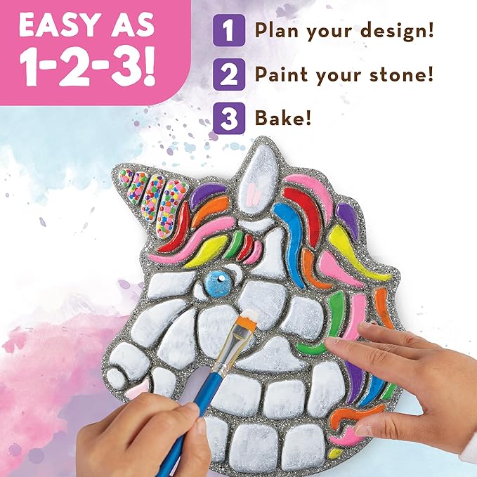 MindWare Paint Your Own Stepping Stone Unicorn - Kit Includes Weather Proof Stone, Paint and Brushes