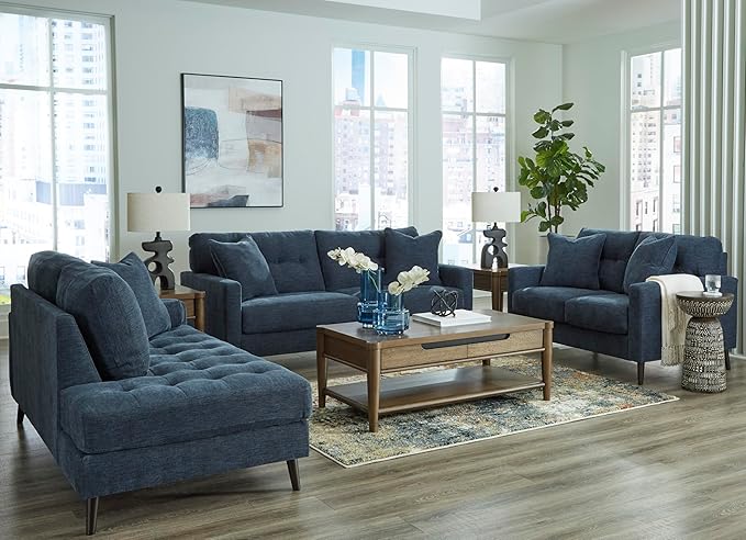 Signature Design by Ashley Bixler Classic Tufted Sofa with Removable Cushions, Blue