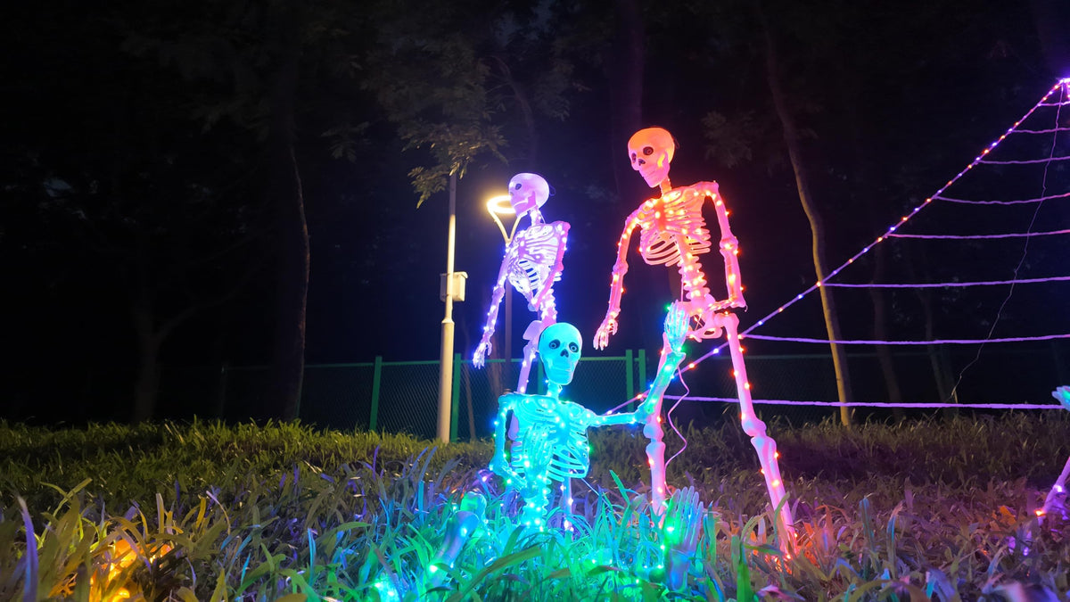 Purple & Orange Light Halloween Skeleton Decor (Orange Light & Purple Light)