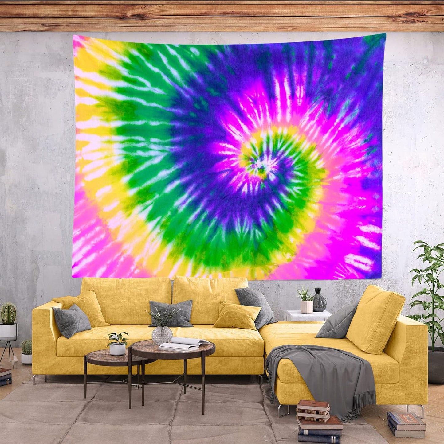 BELECO Tie Dye Tapestry Fabric Wall Hanging 106x70 Inch Hippie Tapestry 60's Tie Dye Wall Decor Watercolor Rainbow Spiral Tie Dye Art Tapestries for Bedroom Living Room Dorm Home Decor