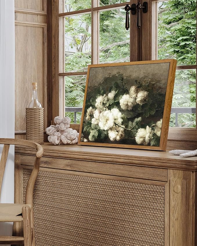 InSimSea Framed Canvas Wall Art Vintage Decor, Flower Prints Room Wall Decor, Botanical Prints Wall Art for Living Room Decorations, Rustic Artwork for Bathroom Bedroom, 9"x11"