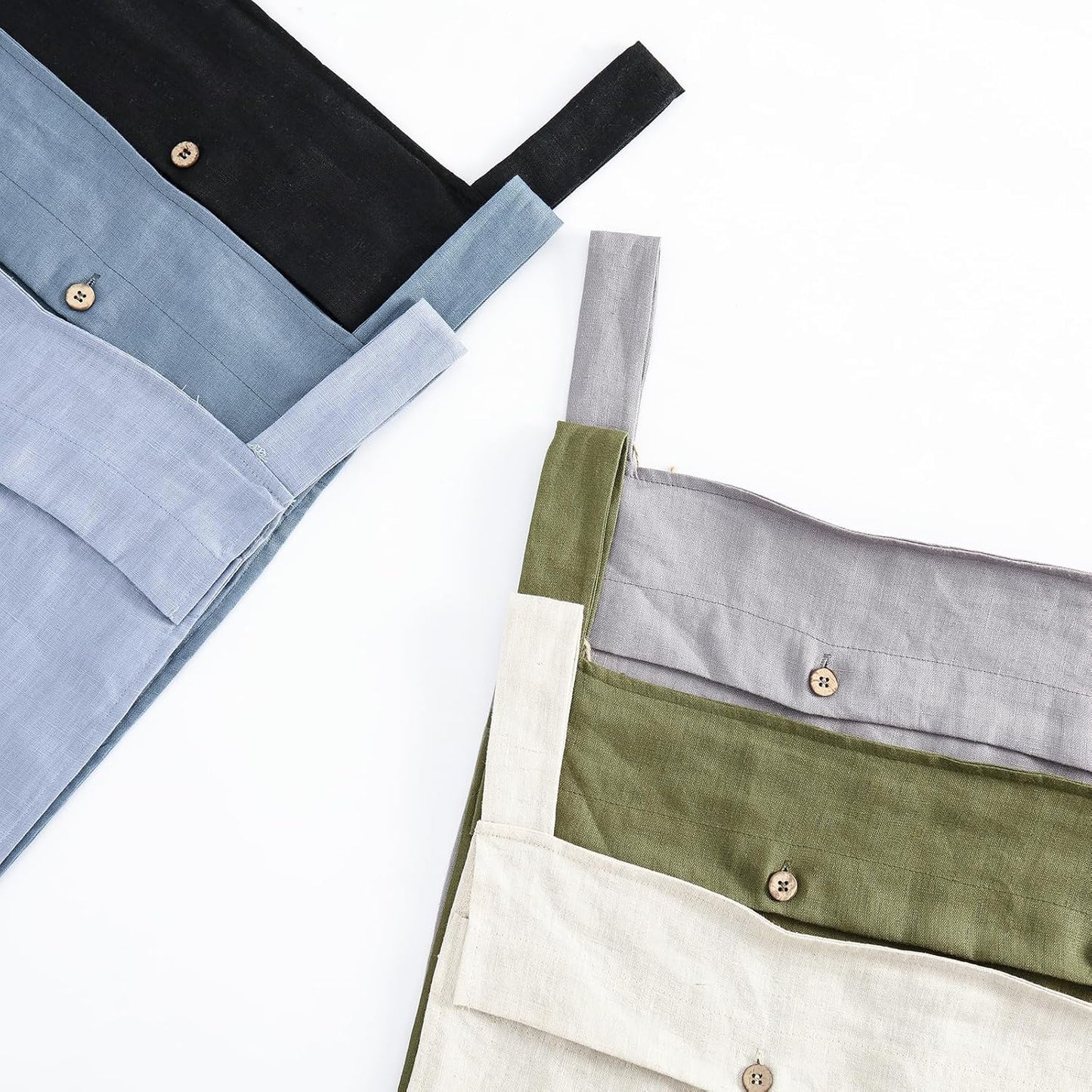 Linen Hanging Laundry Bag, 100% Linen Over The Door Laundry Hamper with Buttons and Zipper, Space Saving Door Hampers for Laundry Dirty Clothes Home Travel, Grey