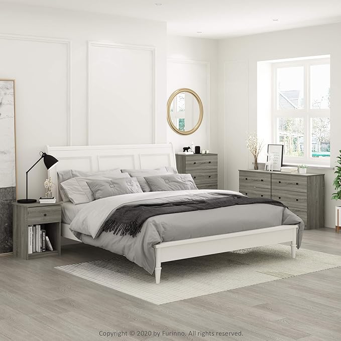 Furinno 219153GYW Lucca Nightstand, 2-Pack, French Oak Grey