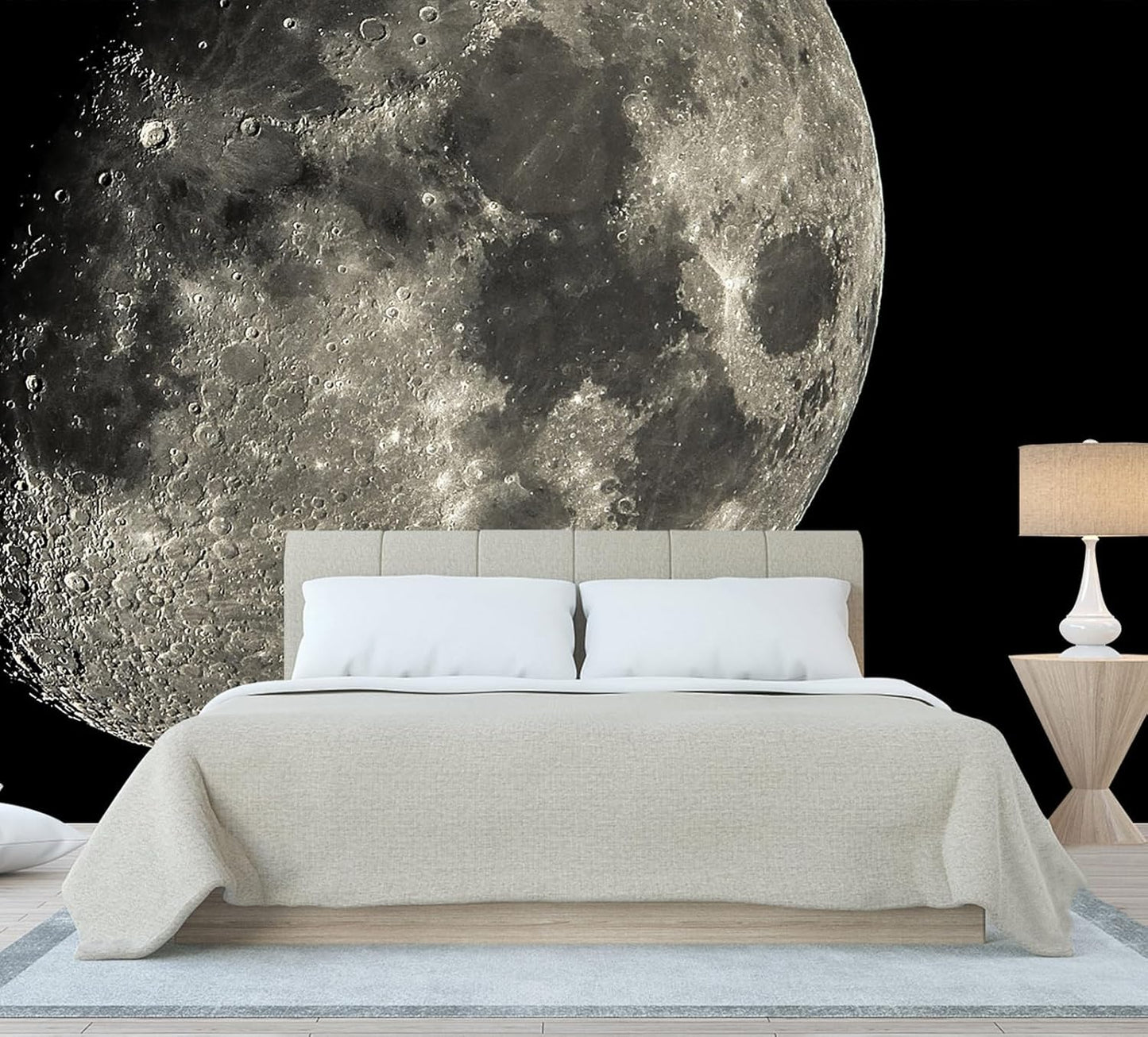 Moon Wallpaper Dark Night Sky Landscape Mural Living Room Bedroom Kids Room (Not Peel and Stick)