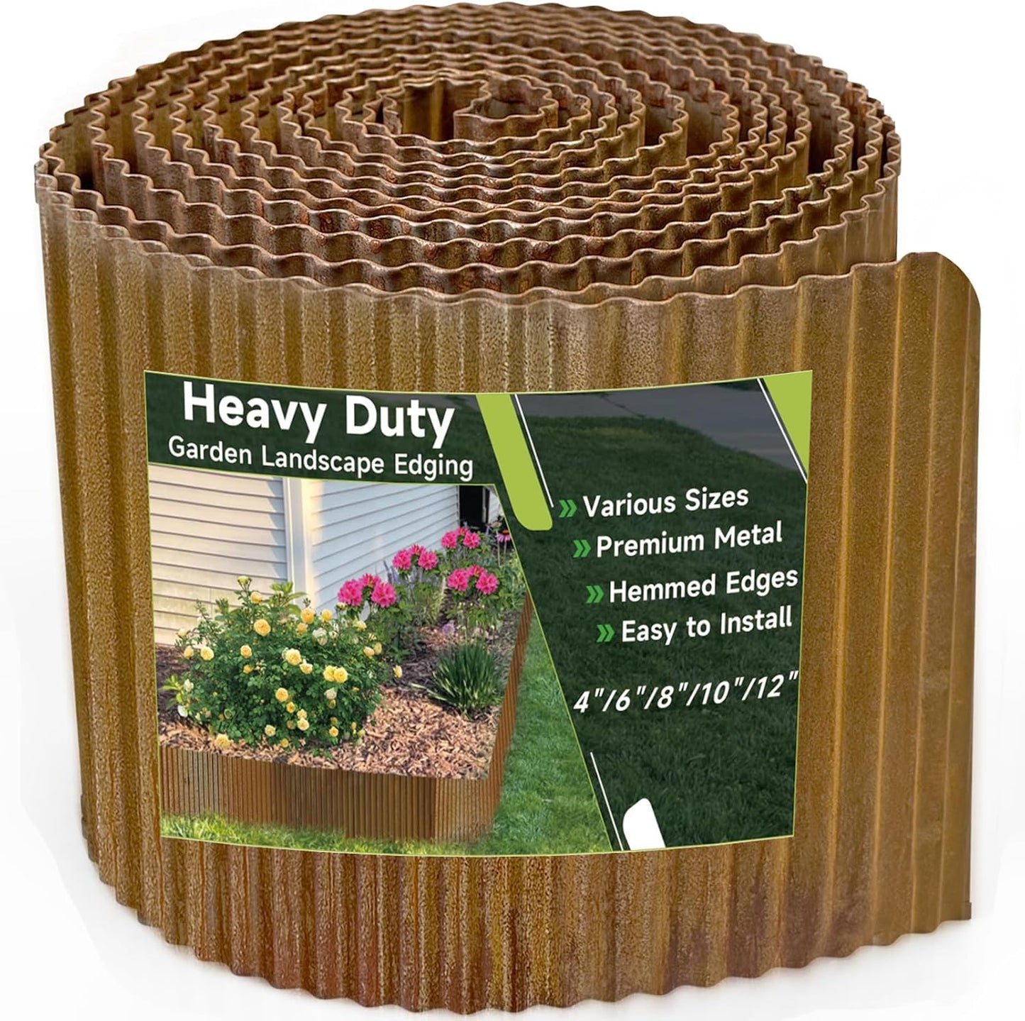 Corrugated Garden Edging,10"×20Ft Pre-Rusted Landscape Edging & Lawn Edging Border,Metal Garden Border for Flower Beds,Garden,Lawn,Raised Beds & Tree Surrounds