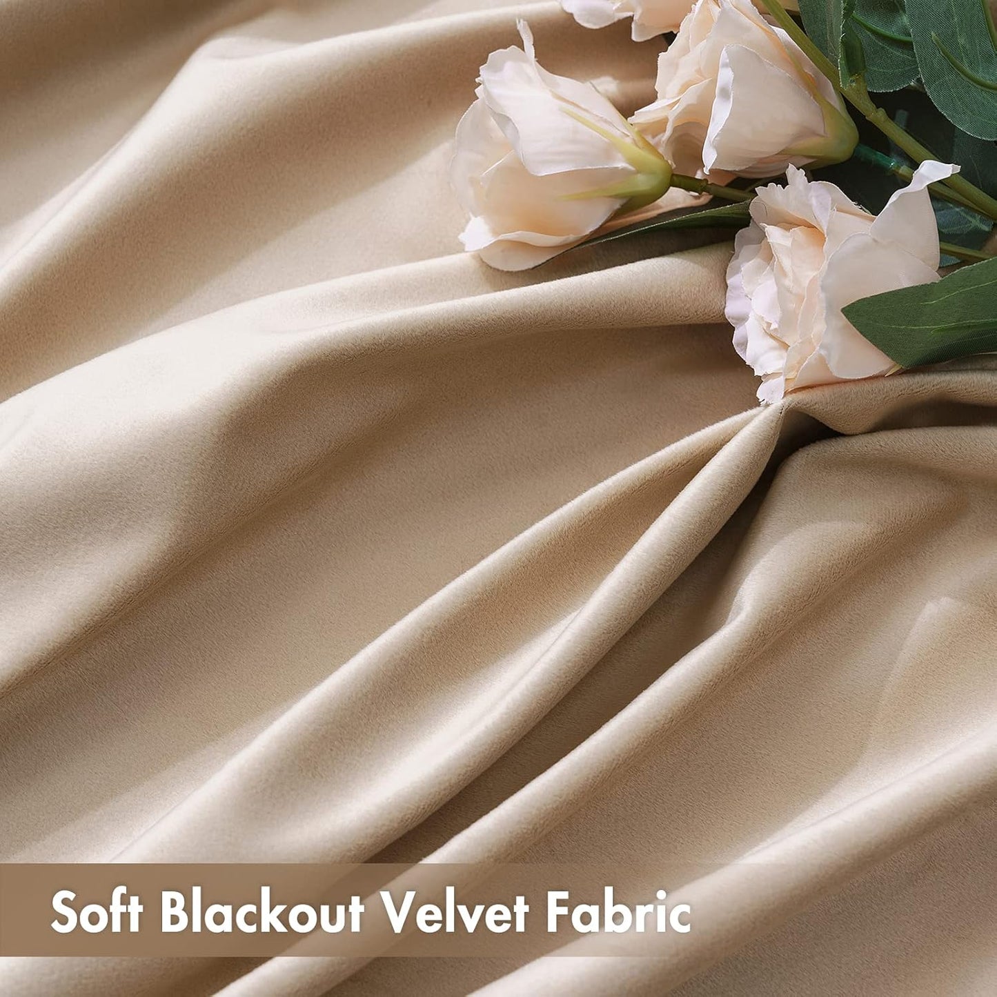 MIULEE Camel Beige Velvet Curtains Thermal Insulated Blackout Curtain Drapes for Bedroom Living Room Darkening 84 Inches Long Curtains Panels Rod Pocket Set of 2