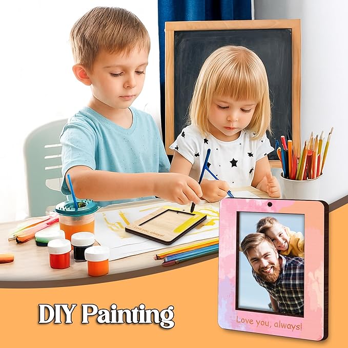10" Best Dad Ever Hands Down Sign DIY Dad Gifts from Kids Handprint Kit with Acrylic Paint, Toddler Craft Birthday Gift Father's Day for Daddy, Papa Family Plaque with Daughter, Son Names HF90-D