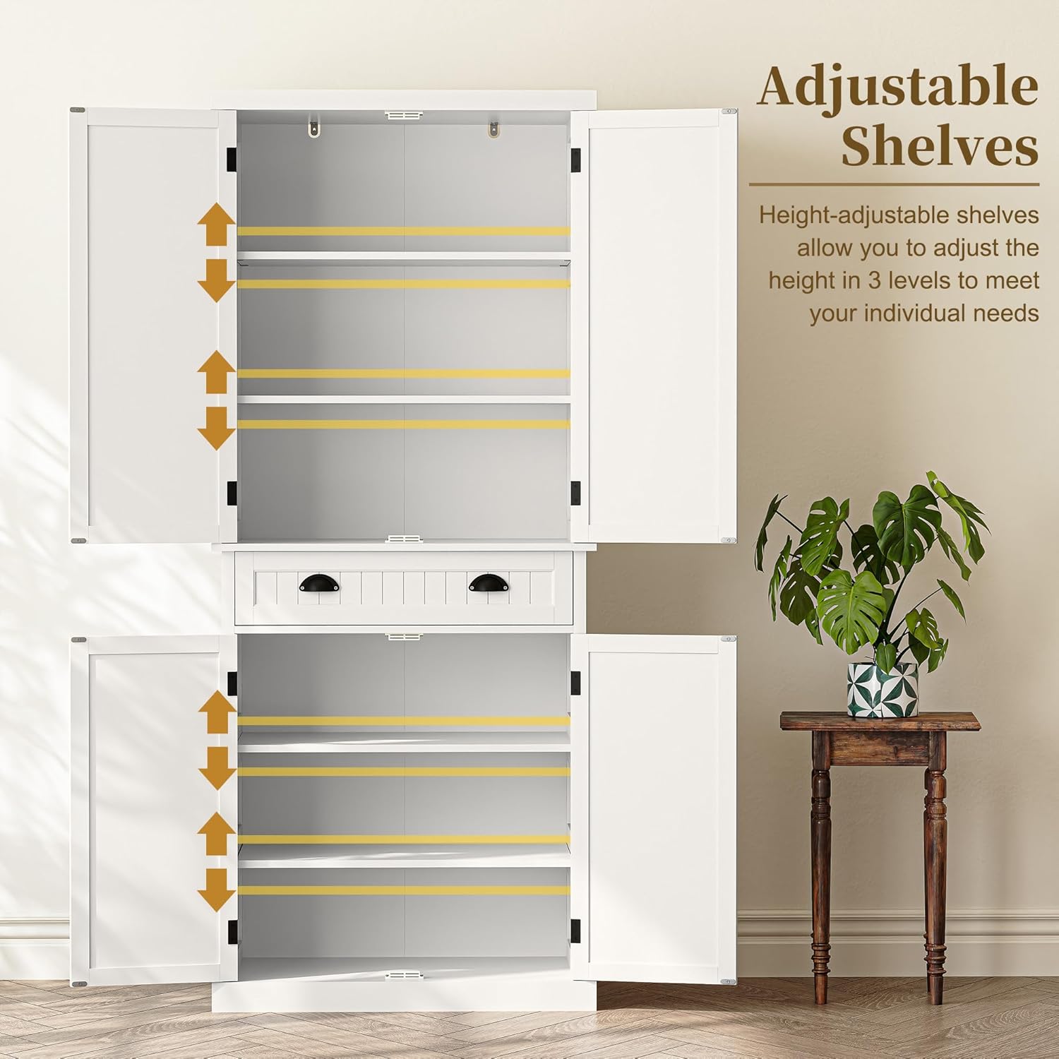ARTPOWER 72" Tall Kitchen Pantry Storage Cabinet with Drawer and Adjustable Shelves, Pantry Cabinet for Kitchen, Bathroom or Hallway, White - Décor Diaries