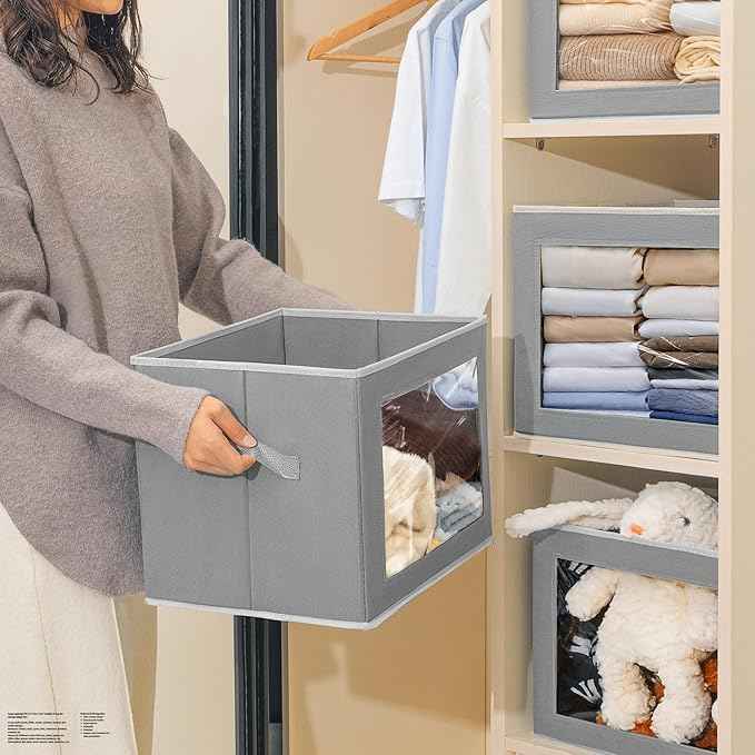 Collapsible Storage Bins with Lids, 4 Pack Closet Bins for Organization, Foldable Storage Boxes for Bedroom, Living Room, Kids' Room