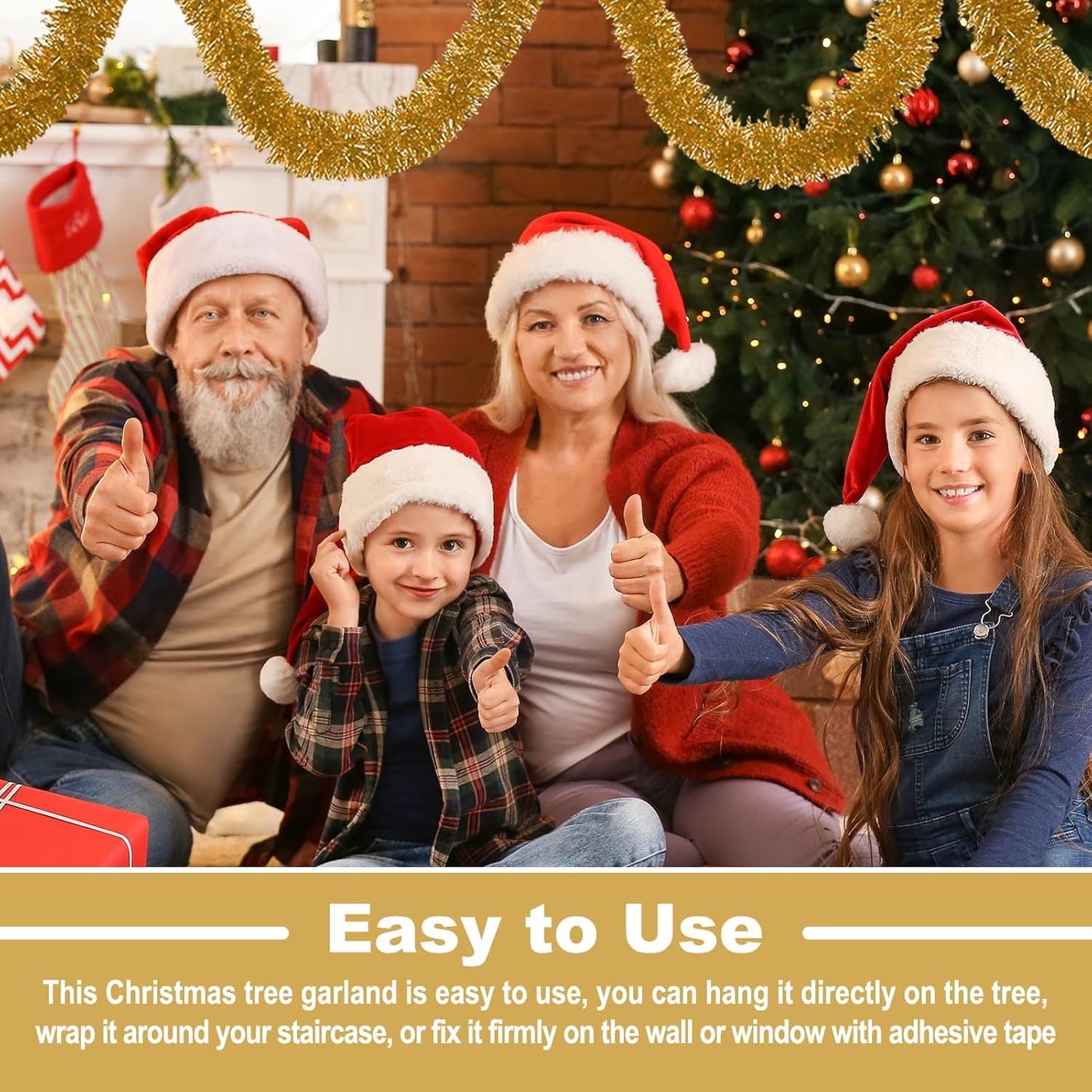 25 Feet Christmas Tinsel Garland, Metallic Twist Wall Hanging Backdrop for Parade Floats, Christmas Eve, New Year, Valentine's Day Party Decorations (Champagne Gold, 4in x 25ft)