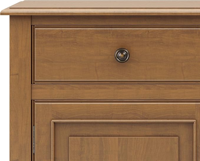 SIMPLIHOME Connaught 40-inch Wide Solid Wood Storage Cabinet in Light Golden Brown for Entryway, Living Room, Organizer for Hats, Gloves, Shoes, Keys, Slim Design, Traditional Style