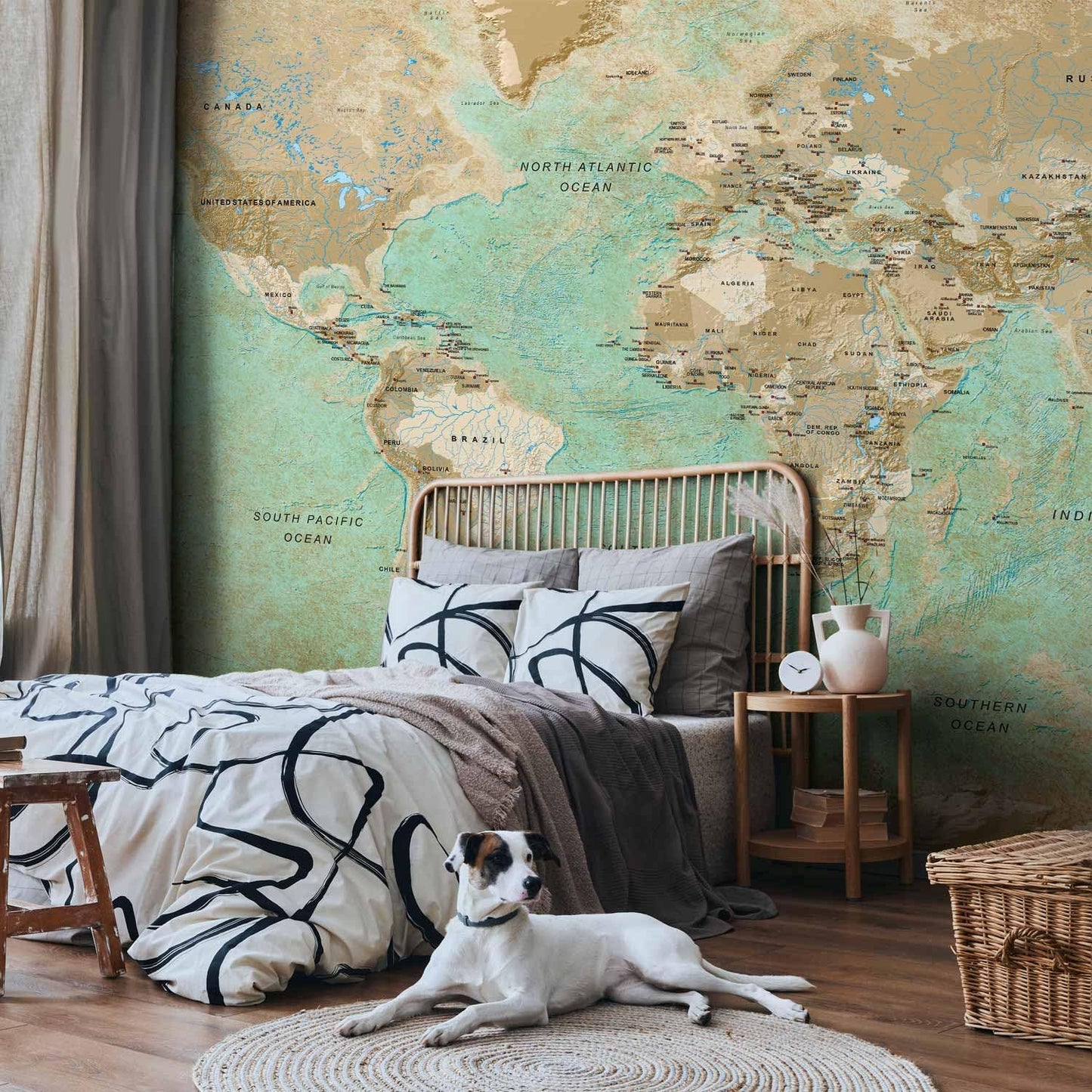 artgeist Premium Wall Mural World Map 197x110 in - Non-Woven Wallpaper Fleece Wall Decor Photo Print Picture Image Design k-A-0105-x-a