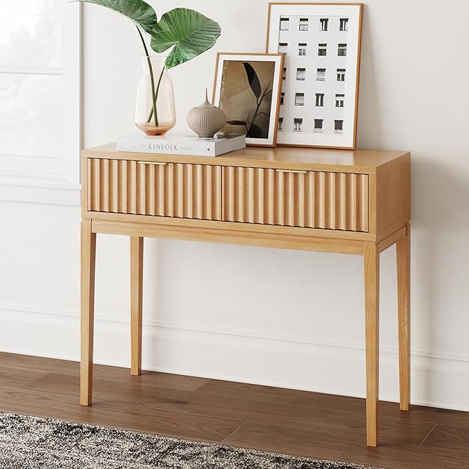 Nathan James Virgo Wood Accent Storage Console Sofa Table, for Entryway, Hallway or Living Room, 1, Warm Pine
