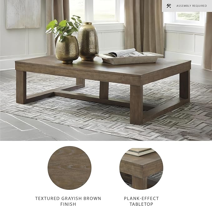 Signature Design by Ashley Cariton Contemporary Rectangular Cocktail Table, Brown