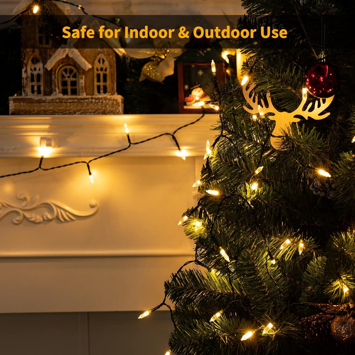 Battery Operated Christmas Lights 4 Pack 20 LED Mini String Lights with 8 Modes Waterproof Tree Lights for Xmas Outdoor Indoor Holiday Party Garden Decor, Warm White