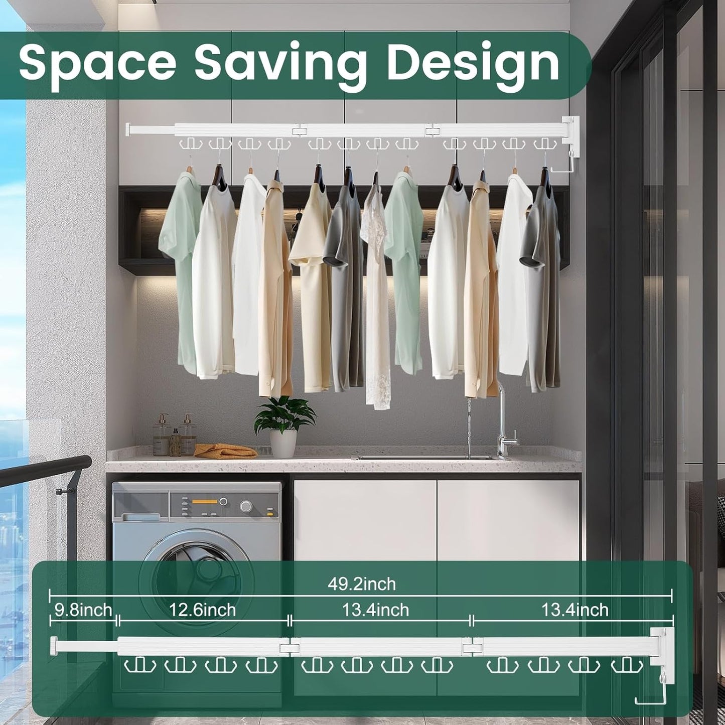 Wall Mounted Clothes Drying Rack, Laundry Drying Rack Wall Mount, 3-Fold Drying Rack Clothing, Foldable Clothes Drying Rack with 12 Dual Hooks Organization for Laundry Room Indoor - White - Décor Diaries