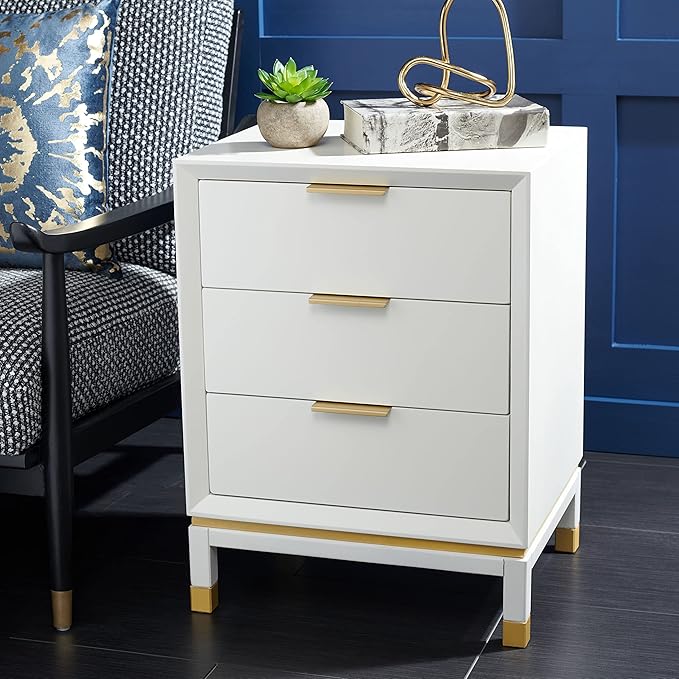 SAFAVIEH Home Collection Baskin White 3-Drawer Accent Table (Fully Assembled)