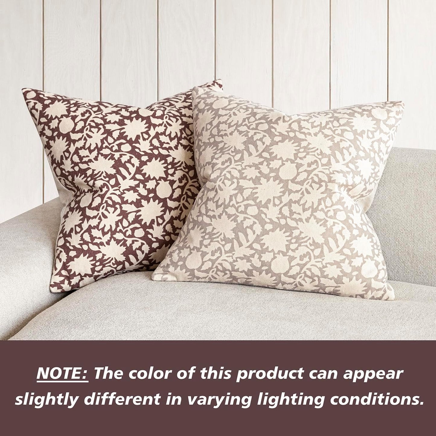 Foindtower Set of 2 Decorative Neutral Floral Throw Pillow Covers Accent Farmhouse Cushion Covers Boho Vintage Pillowcase for Couch Sofa Bedroom Living Room Home Decor Outdoor,22×22 Inch,Wine Red