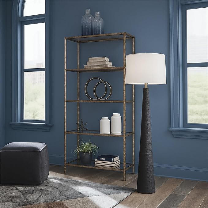 Signature Design by Ashley Hallburg Modern Textured Polyresin Floor Lamp with 3-Way Switch, Black