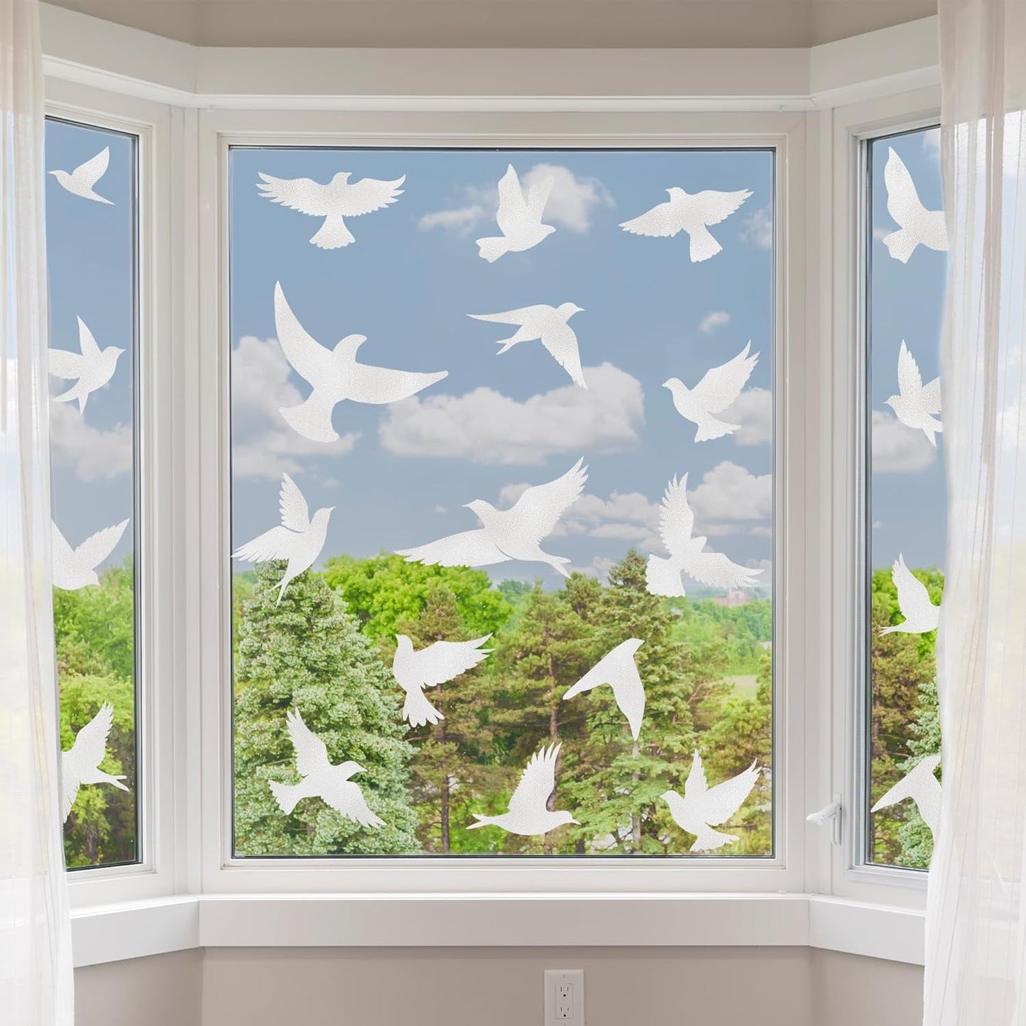 9 Sheets Bird Window Clings, Protect and Save Bird Strikes Window Stickers, Glass Door Stickers Decals, Stop Birds Flying into Windows Accessories Home Decorations