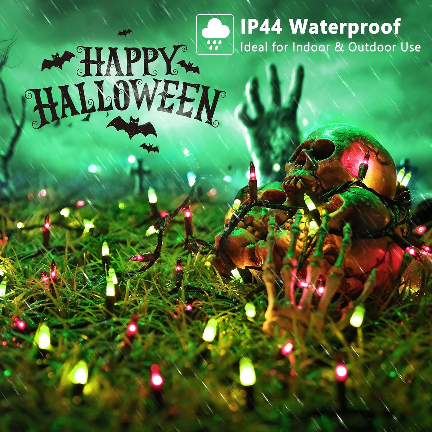 Brizled Waterproof Purple & Green Halloween Lights, 100 Count Incandescent Mini String Lights, UL Listed for Indoor Outdoor Use