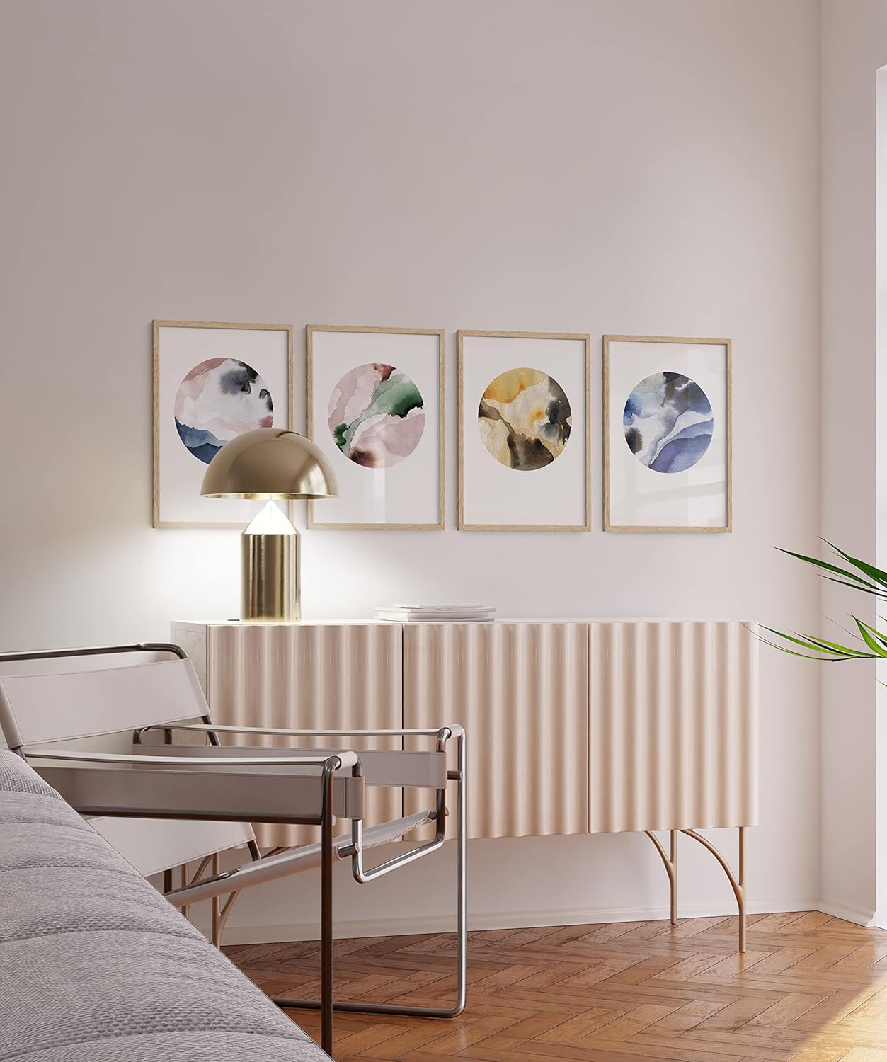 HAUS & HUES Set of 4 Natural Oak Frames - Beige Gallery Wall Frames, 18x24