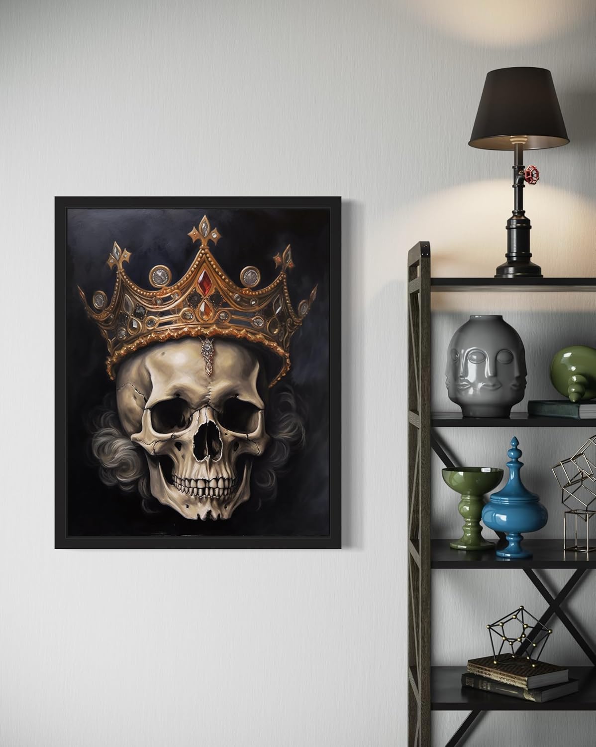 Skull Queen Poster Art Print, Halloween Scary Vintage Wall Art Academia Spooky Painting Decoration for Horror Prints, Gothic Posters Bedroom Decor 89 (Skull Queen, 8 x 10 inches, Unframed)