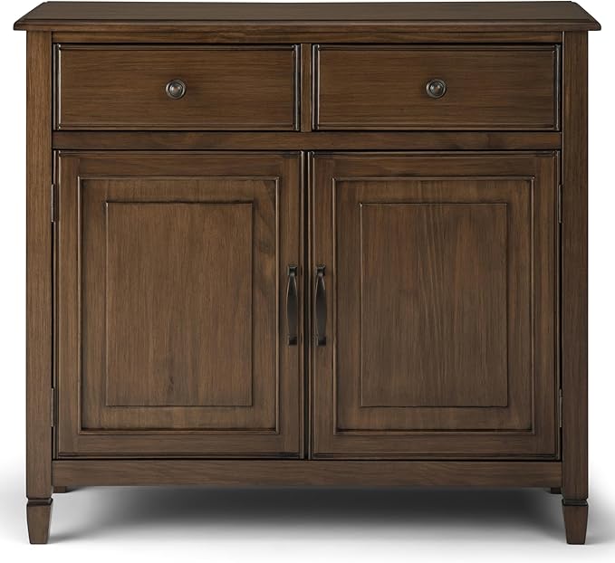SIMPLIHOME Connaught SOLID WOOD 40 Inch Wide Traditional Storage Cabinet in Rustic Natural Aged Brown, For the Living Room, Entryway and Family Room