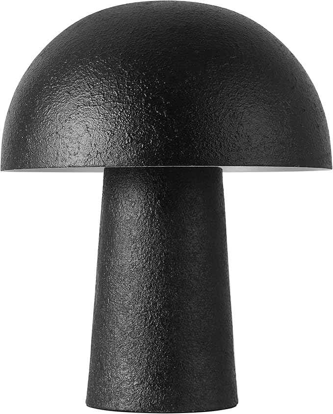 SAFAVIEH Lighting Collection Modern Kieza Black 12-inch Mushroom Table Lamp for Bedroom, Living Room, Home Office, Desk, Nightstand (LED Bulb Included)