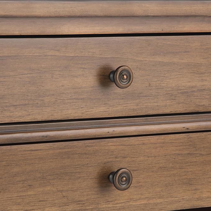 SIMPLIHOME Carlton Bedside Table - 24 inch Wide Solid Wood Nightstand Table in Rustic Natural Aged Brown, Transitional Bedroom Side or End Table with 2 Drawers, Open Storage Shelf and Bronze Hardware