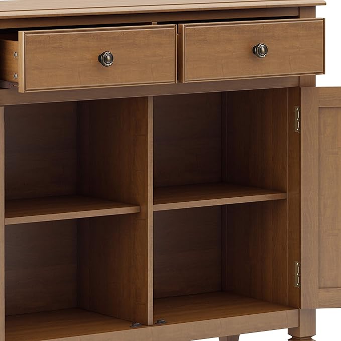 SIMPLIHOME Connaught 40-inch Wide Solid Wood Storage Cabinet in Light Golden Brown for Entryway, Living Room, Organizer for Hats, Gloves, Shoes, Keys, Slim Design, Traditional Style