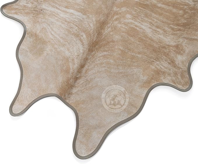 Sunshine Cowhides 100% Genuine Palomino White Cowhide Rug - Modern Style Animal Skin Rug & Floor Carpet for Living Room, Bedroom, Kitchen & More - Large (6x6-7ft)