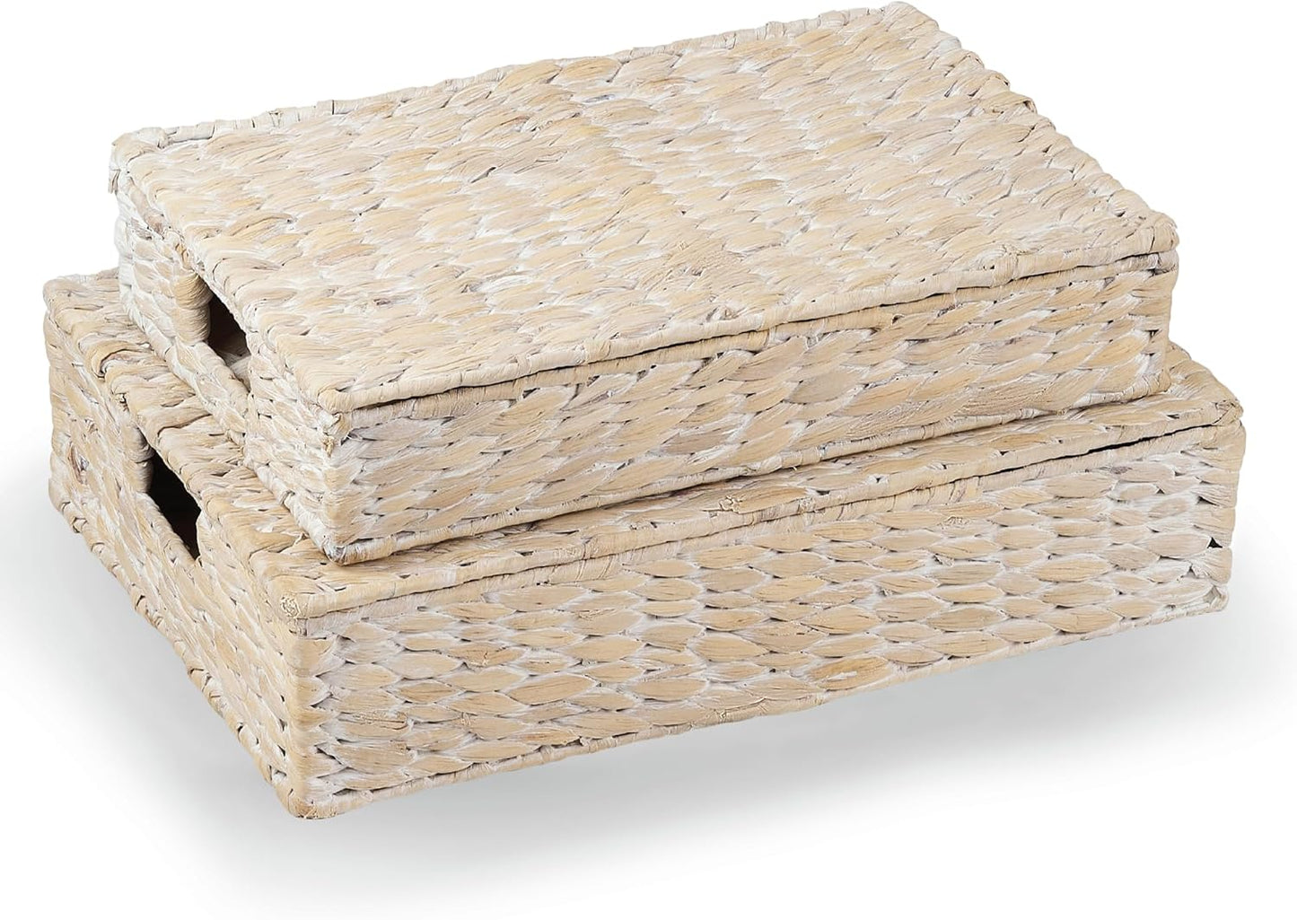 Set of 2 Decorative Storage Boxes With Lids for Home Decor, Shelves