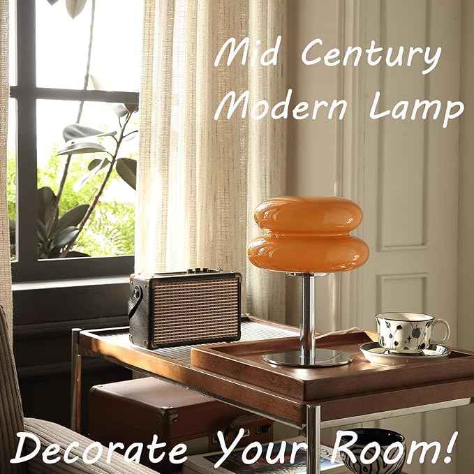 Mushroom Lamp Table Lamp for Night Stands,Mid Century Modern Desk Lamps for Bedroom, Vintage Dimmable Bedside Small Lamps, Cute Cool Home Room Aesthetic Decor for Living Room (Copper)