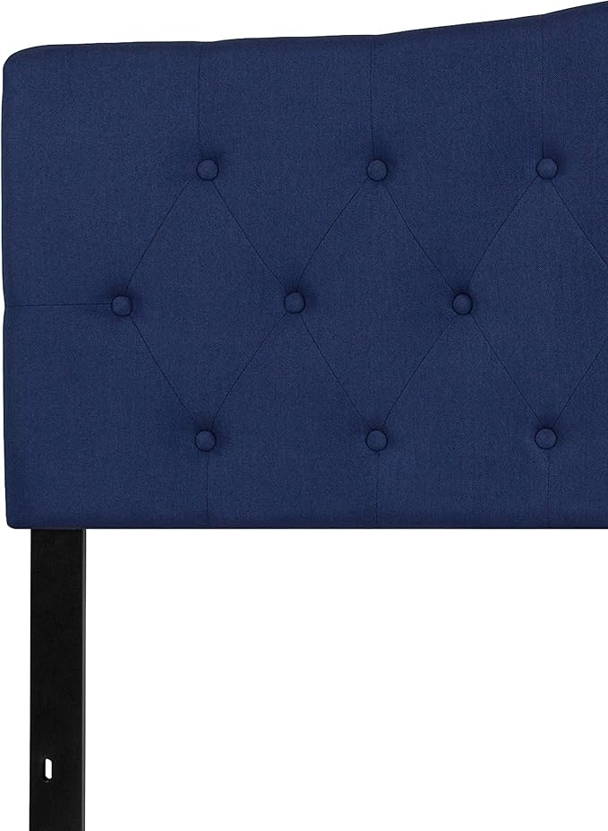 Flash Furniture Cambridge Button Tufted and Diamond Stitched Upholstered King Size Headboard in Navy Fabric