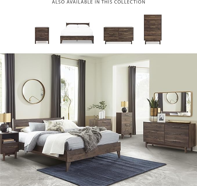 Signature Design by Ashley Calverson Casual Full Panel Platform Bed, Foundation or Box Spring Not Needed, Dark Brown