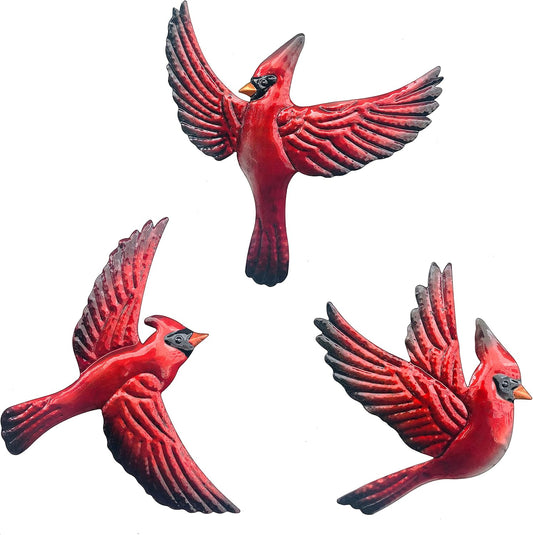 J-Fly Metal Red Bird Wall Decoration Bird Wall Hanging Decor Outdoor Metal Wall Art Cardinal Outdoor Decor Suitable For Living Room Bedroom Patio Kitchen Outdoor Fence Decoration 9 Inch