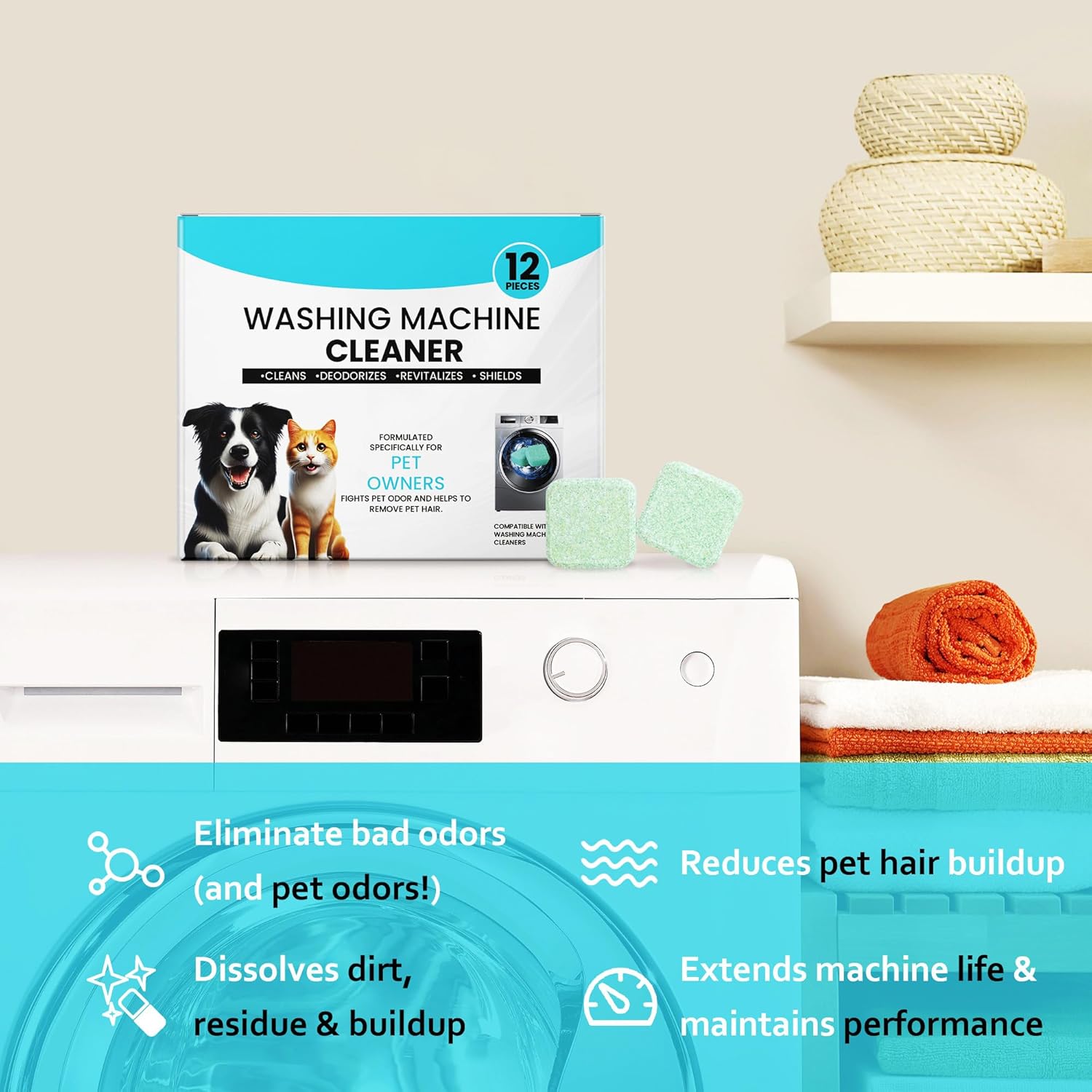 Washing Machine Cleaner 48 Pack-24 Month Supply,Cleaning Tablets Formulated for Pet Owners for He,Easy Pet Hair Remover for Laundry.Top & Front Load Washer.Septic Safe. - Décor Diaries