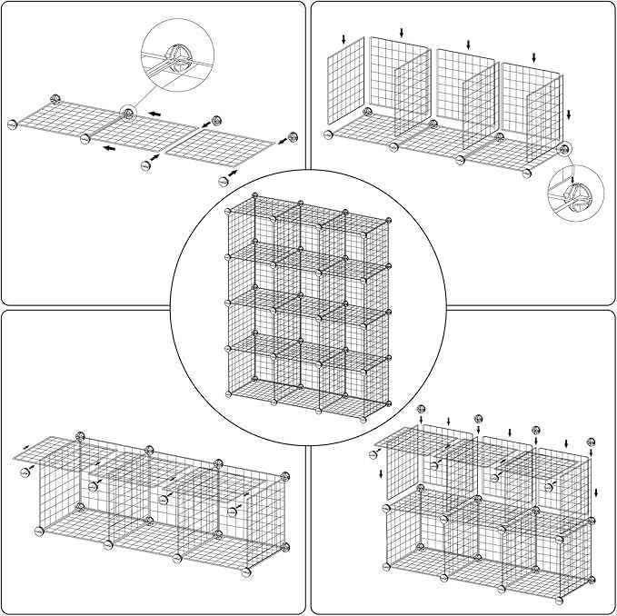 C&AHOME Wire Cube Storage, 12 - Cube Organizer Metal C Grids, Modular Shelves Units, Closet Organizer, Ideal for Home, Office, Living Room, 36.6”L x 12.4”W 48.4”H, Brown UWCS3012R