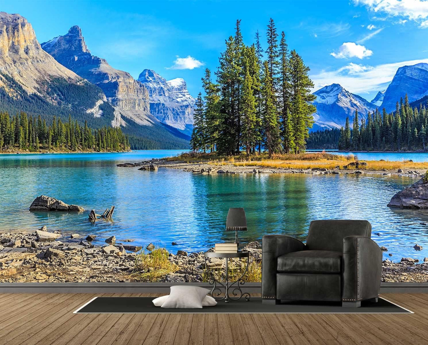 Mountain with Lake Photo Wallpaper Landscape Wall Mural for TV Background Wall Bedroom Living Room Sofa Wall (not self-Adhesive)