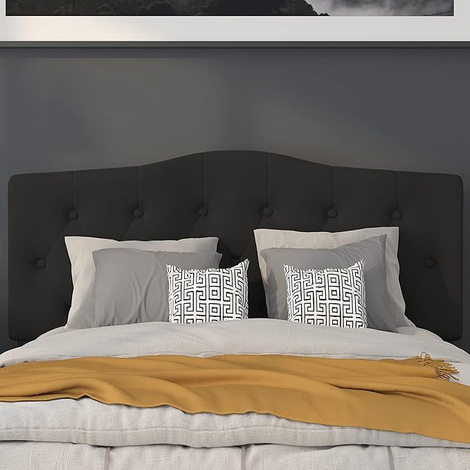 Flash Furniture Cambridge Tufted Upholstered Full Size Headboard in Black Fabric