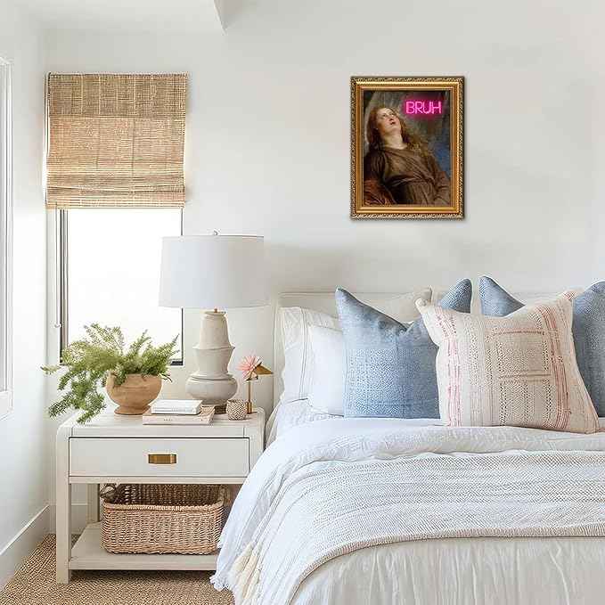 uniro Vintage Gold Framed Wall Art for Home Decor, Retro Funny Bathroom Wall Decor Canvas Artwork, Trendy Funky Wall Art Maximalist Decor, Eclectic Home Bathroom Alternative Fun Art Print Aesthetic Poster for Bathroom, Living Room, Desktop decor - 12x1...