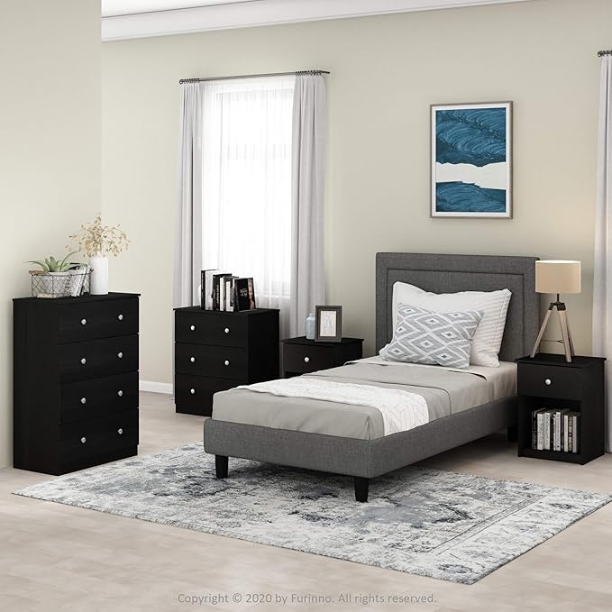 Furinno Tidur Nightstand, Black Oak, Americano, 2-Pack